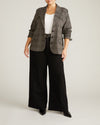 Woman wearing 4 Pocket Ponte Blazer - British Plaid from Universal Standard