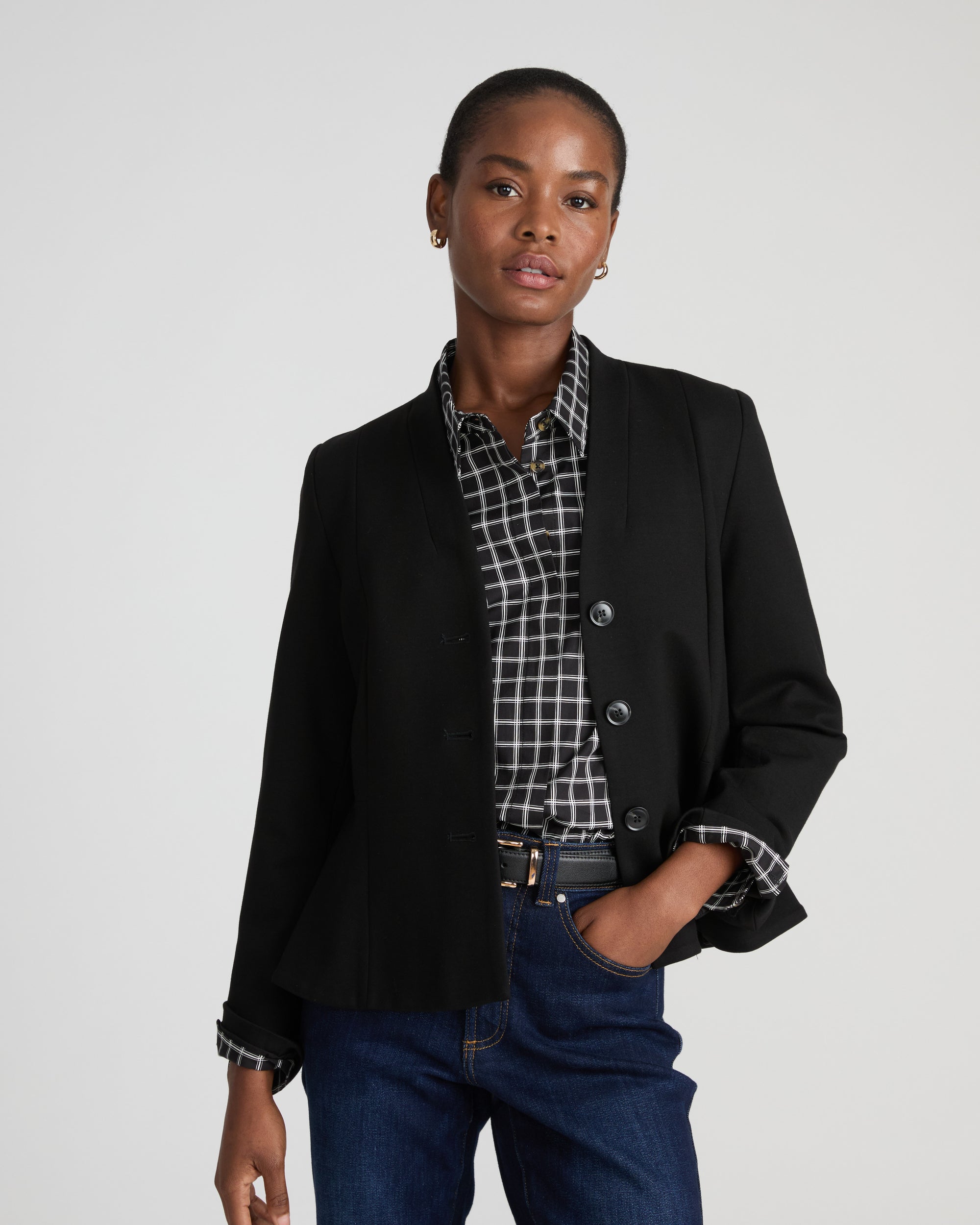 Kenton Peplum Ponte Blazer - Black | Plus Size & Straight Size Women's Fashion | Universal Standard