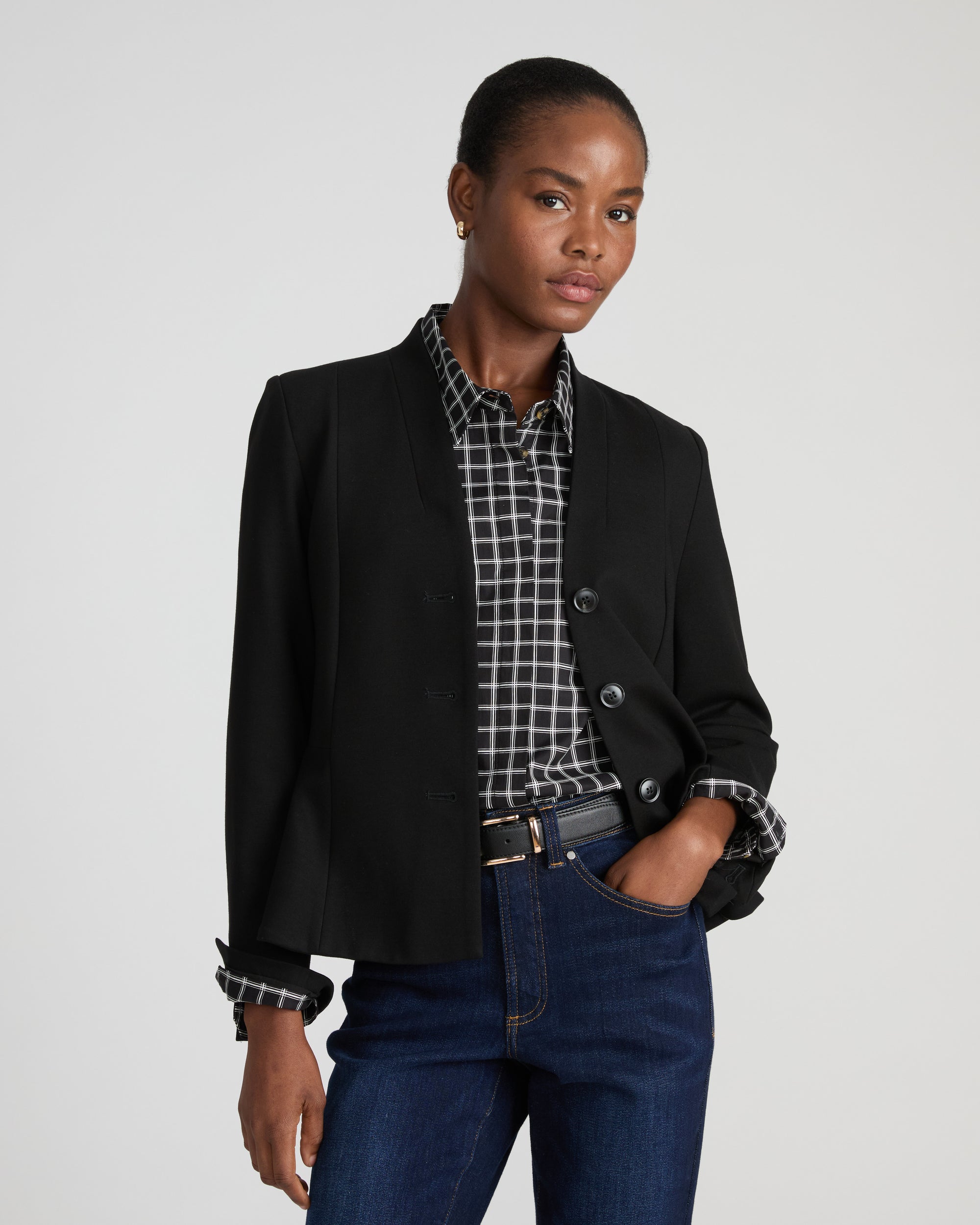 Kenton Peplum Ponte Blazer - Black | Plus Size & Straight Size Women's Fashion | Universal Standard