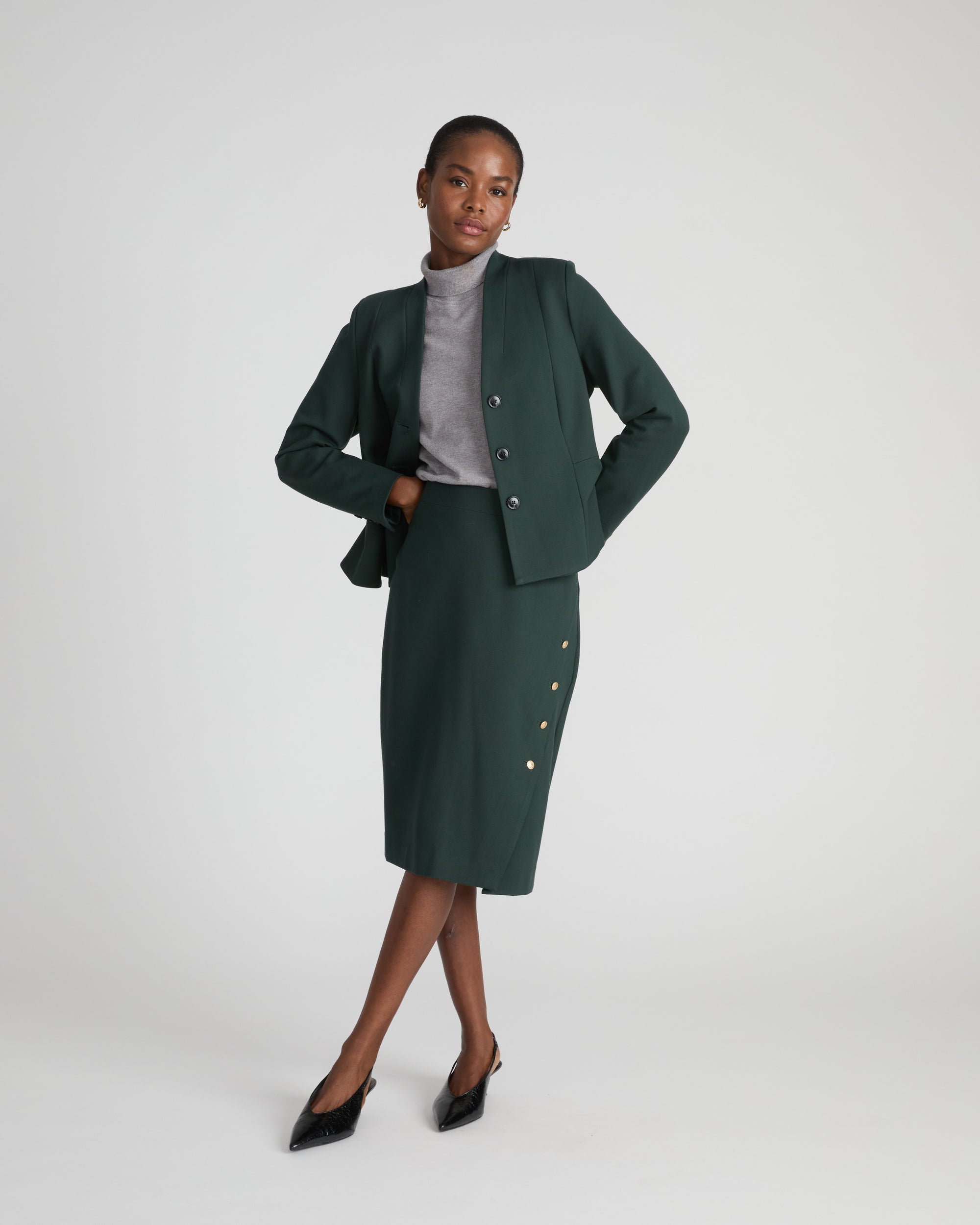 Kenton Peplum Ponte Blazer - Green Gemstone | Plus Size & Straight Size Women's Fashion | Universal Standard