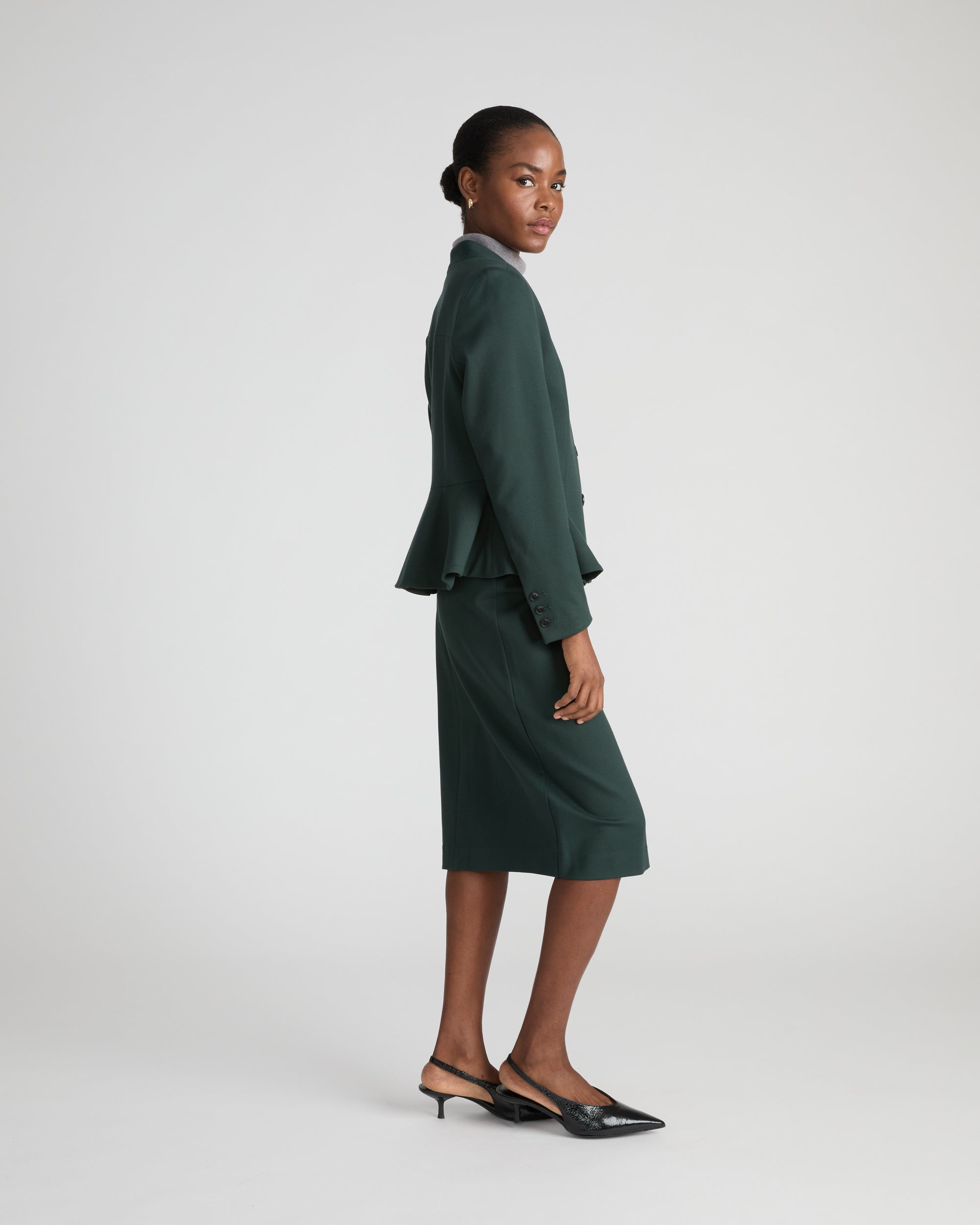 Kenton Peplum Ponte Blazer - Green Gemstone | Plus Size & Straight Size Women's Fashion | Universal Standard