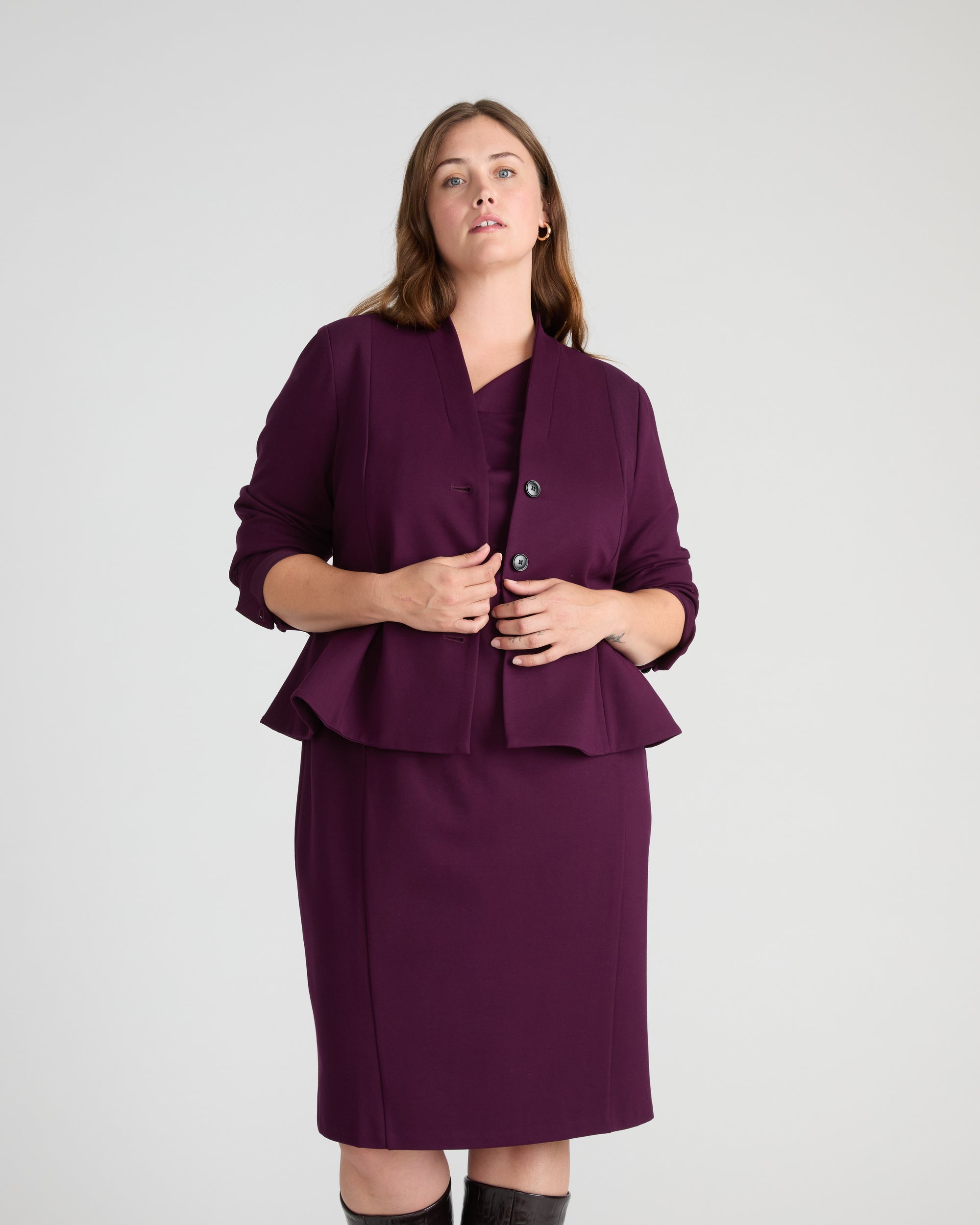 Kenton Peplum Ponte Blazer - Gamay | Plus Size & Straight Size Women's Fashion | Universal Standard