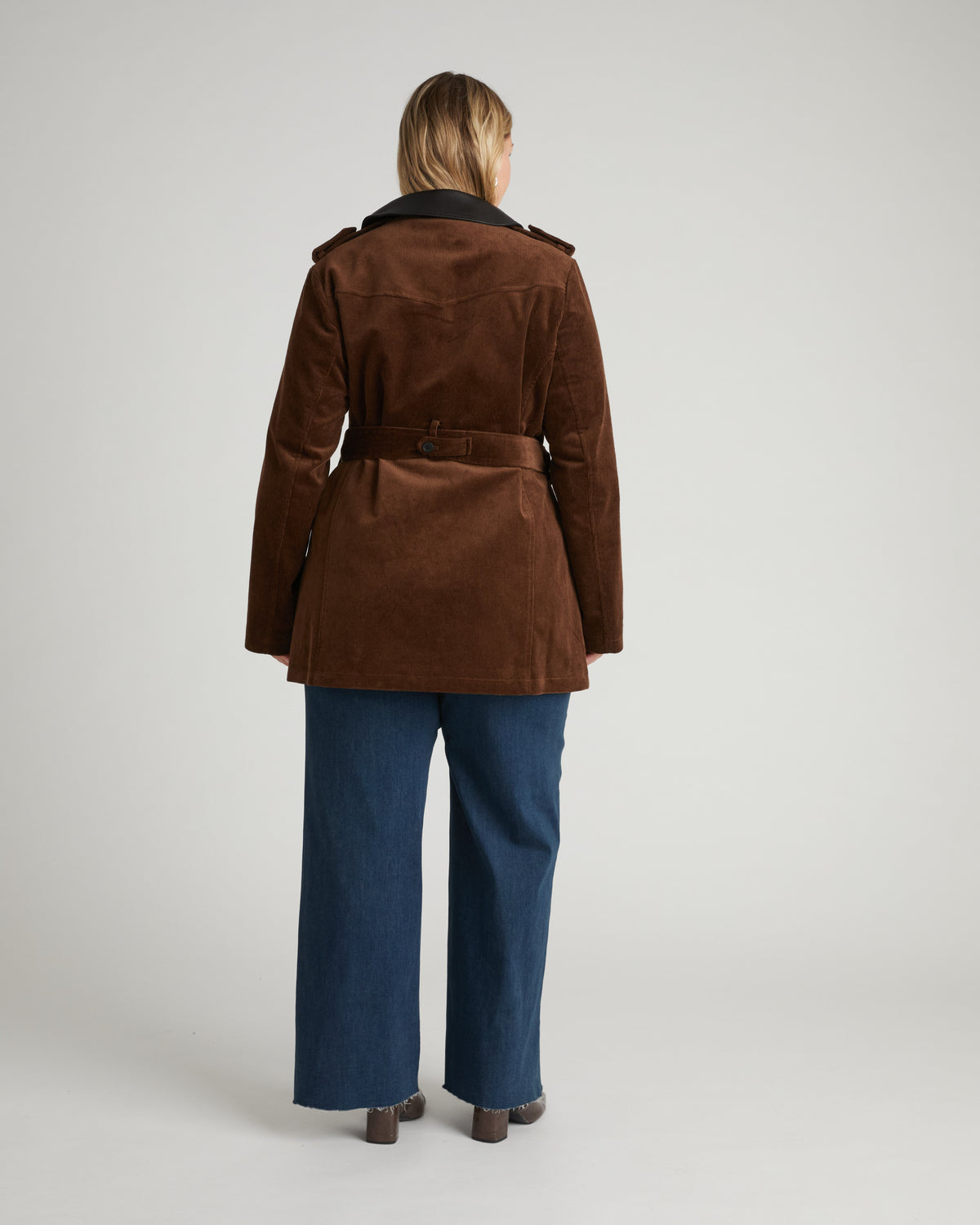 Cortland Stretch Corduroy Trench Coat - Coffee | Plus Size & Straight Size Women's Fashion | Universal Standard