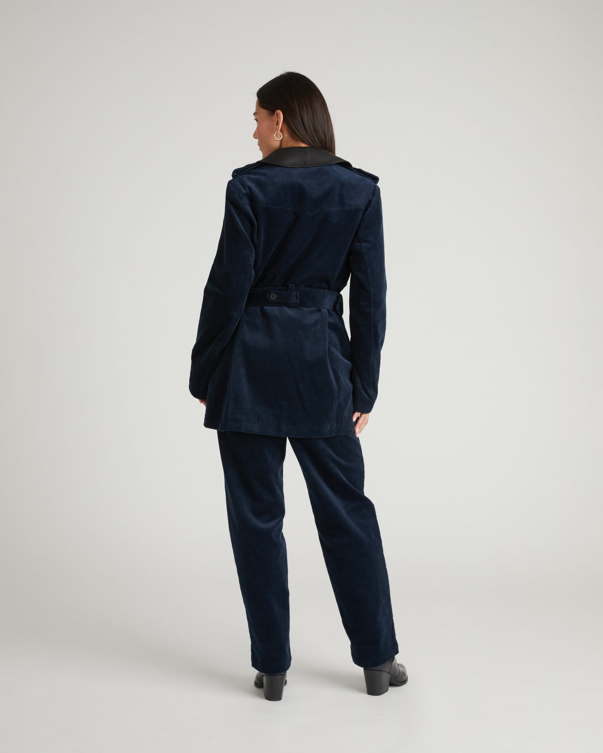 Cortland Stretch Corduroy Trench Coat - Navy | Plus Size & Straight Size Women's Fashion | Universal Standard