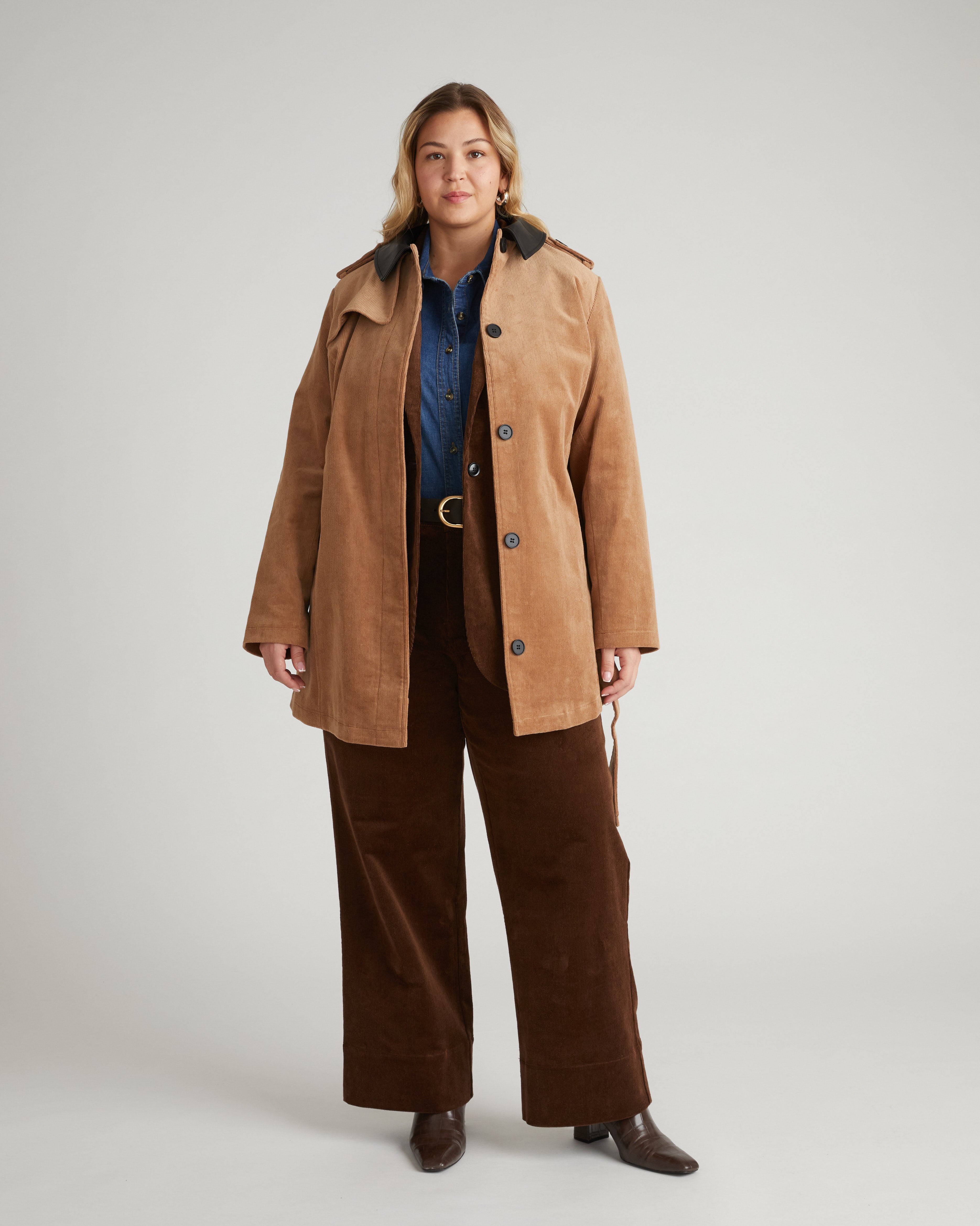 Cortland Stretch Corduroy Trench Coat - Classic Camel – Universal