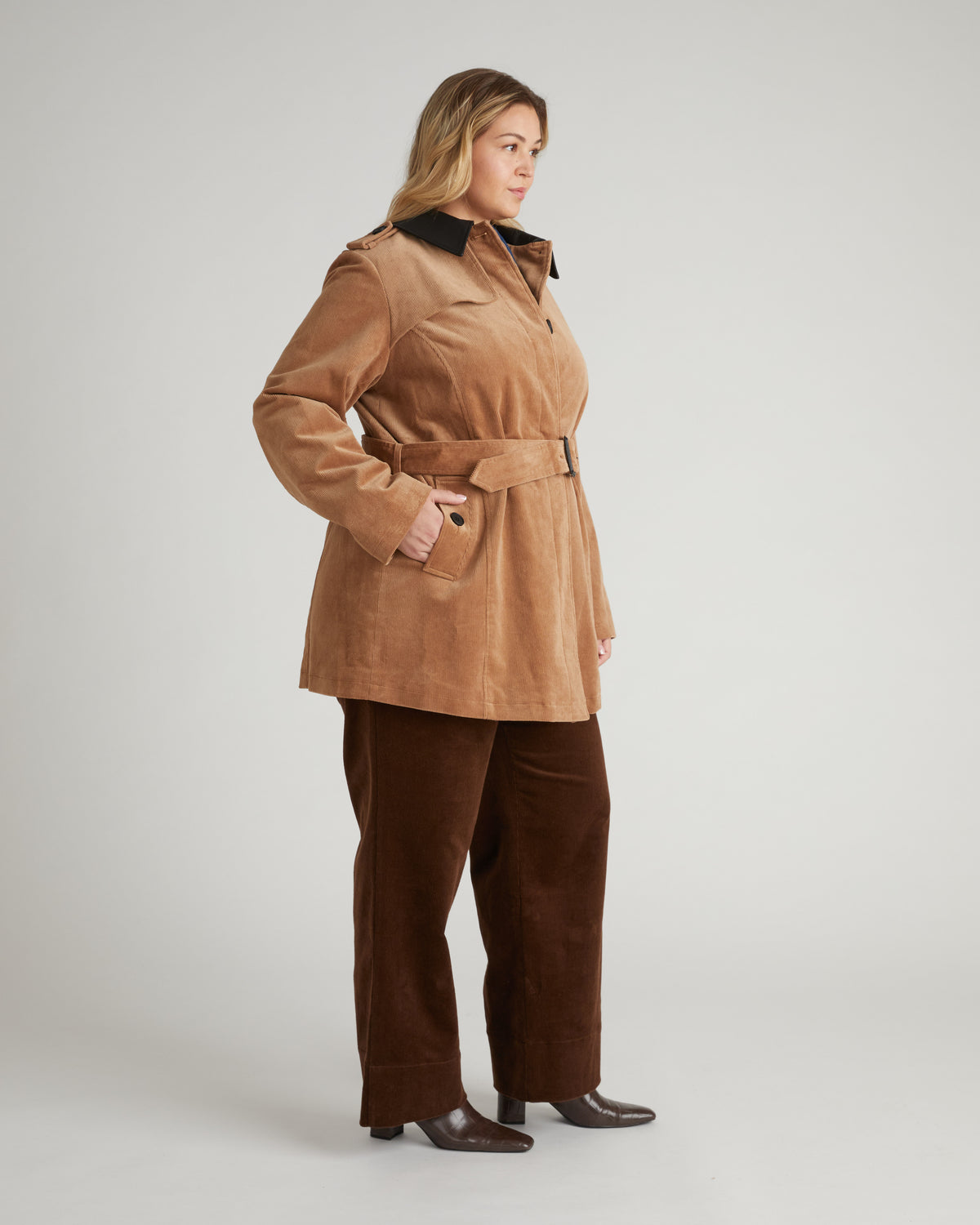 Cortland Stretch Corduroy Trench Coat - Classic Camel | Plus Size & Straight Size Women's Fashion | Universal Standard