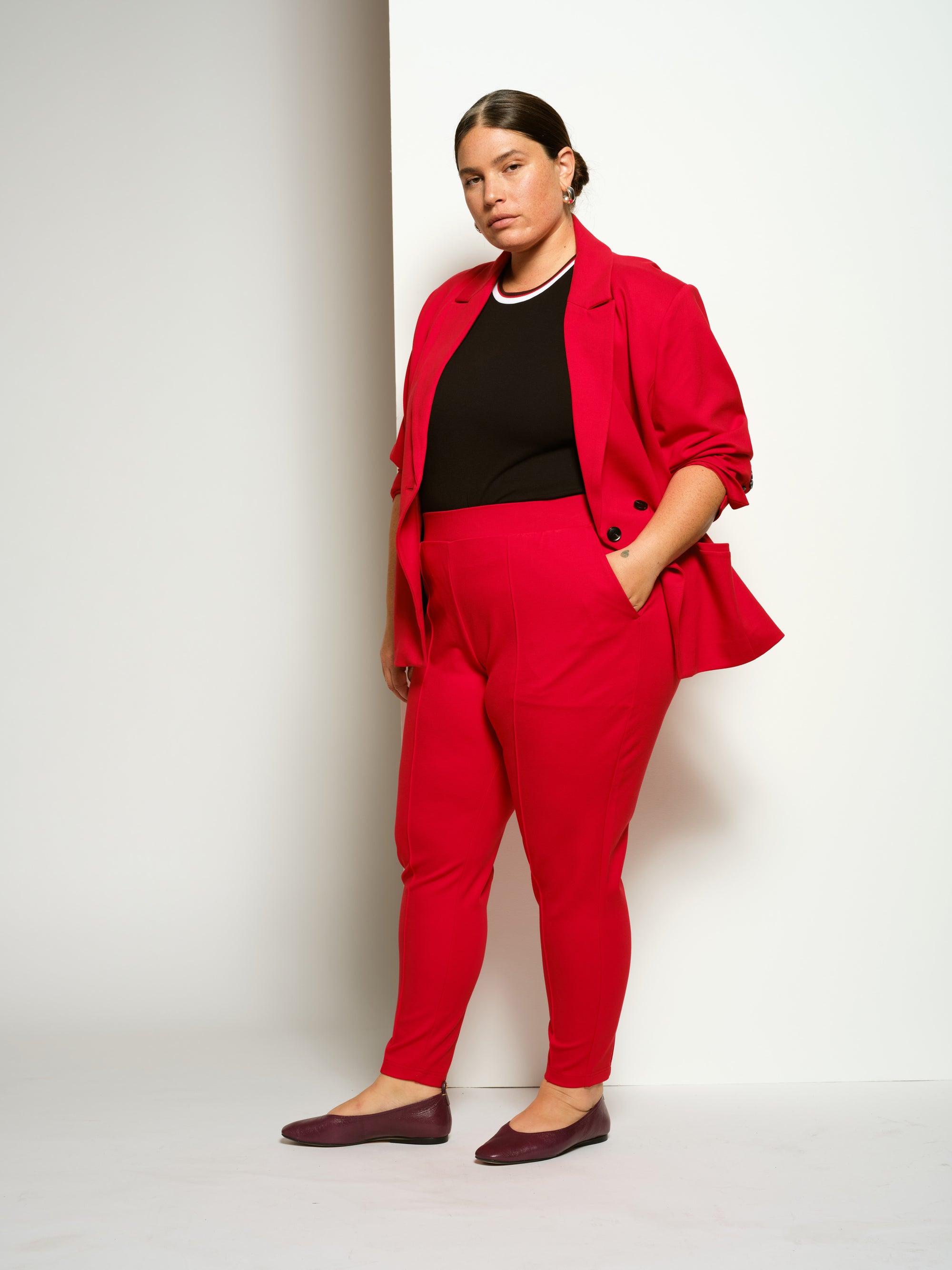 Minimalist Moro Pintuck Pocket Ponte Pants - Vermilion Red | Plus Size & Straight Size Women's Fashion | Universal Standard