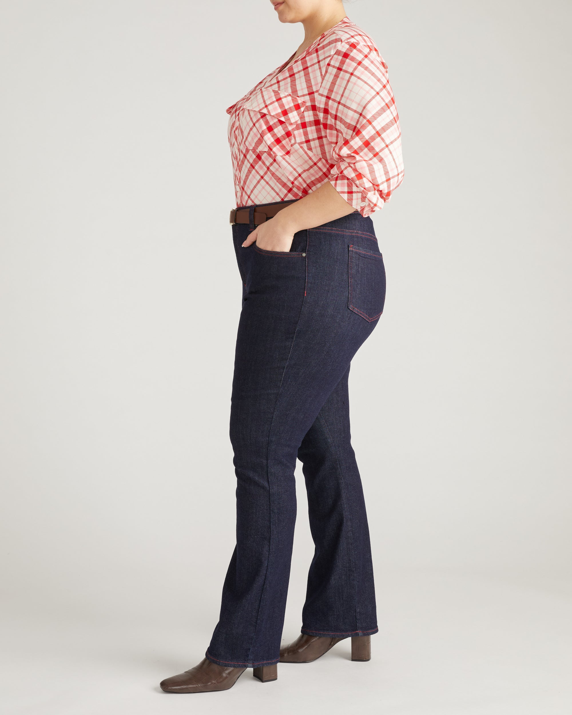 Marne Bootcut Jeans 32 inch - Americana Wash with Red Stitching