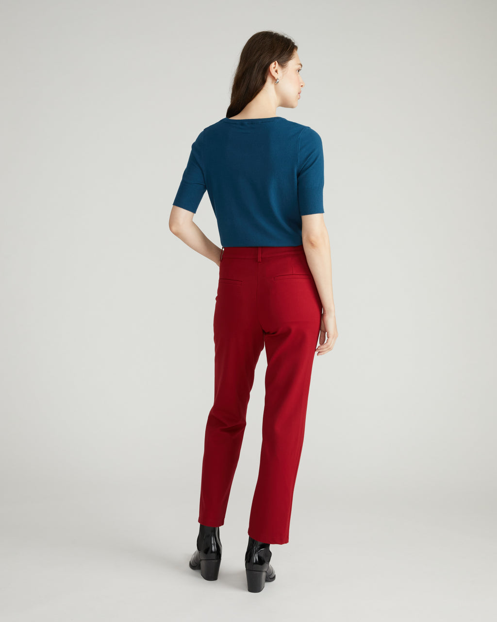 Long Cigarette Ponte Pants - / Garnet- Size4XL