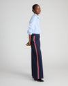 Stephanie Wide Leg Stripe Ponte Pants 30 Inch - Navy with Retro Red Stripe | Plus Size & Straight Size Women's Fashion | Universal Standard