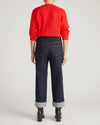 Stevie High Rise Cuffed Straight Leg Jeans - Americana Wash with Red Stitching
