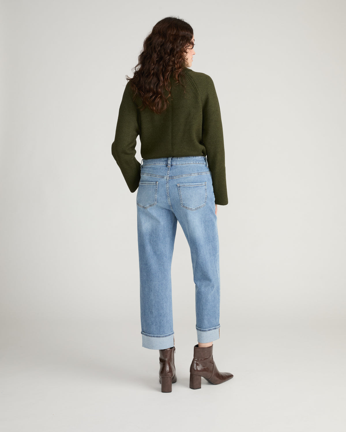 Stevie High Rise Cuffed Straight Leg Jeans - Blue Bayou