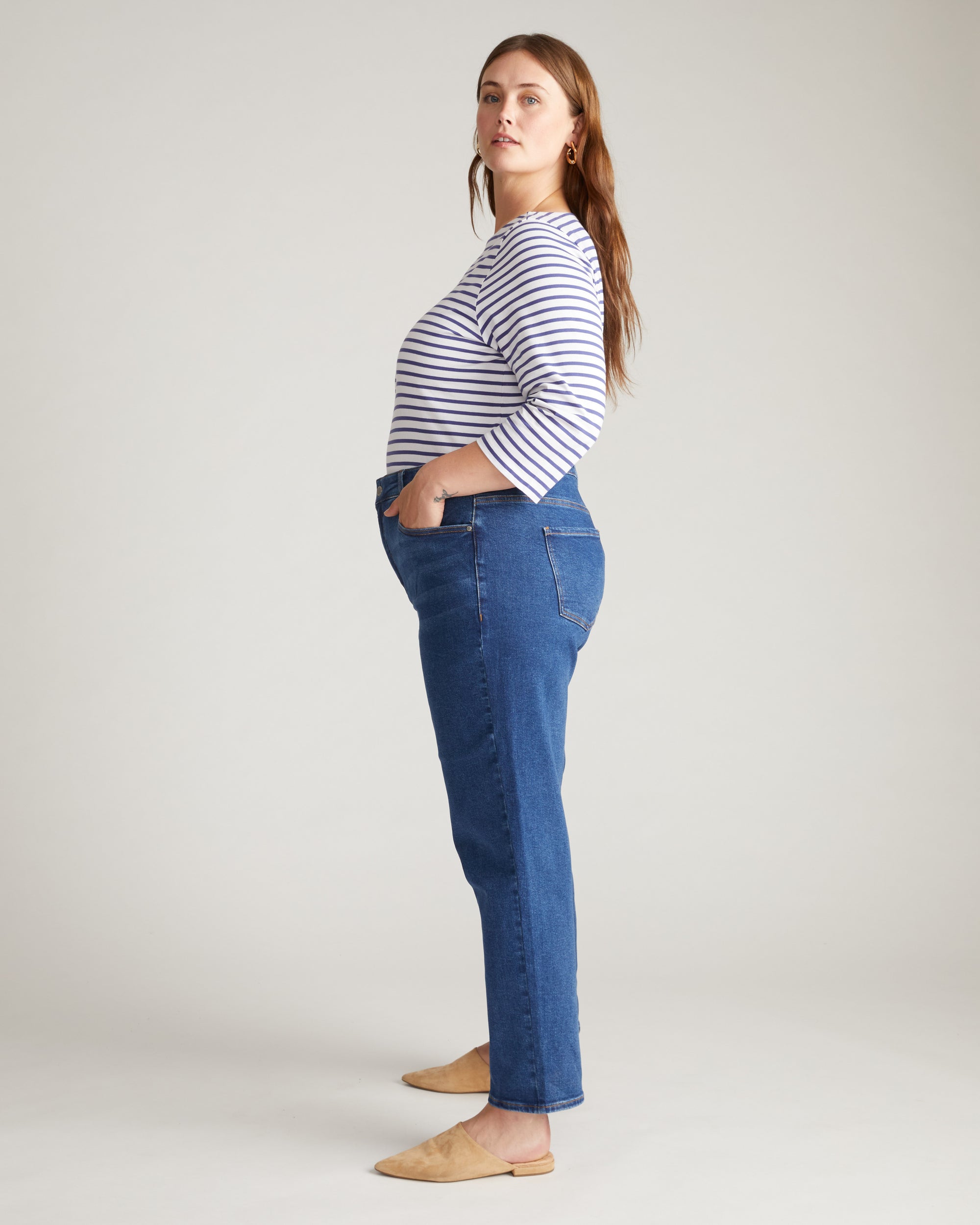 Etta High Rise Straight Leg Jeans 31 Inch - Aged Indigo