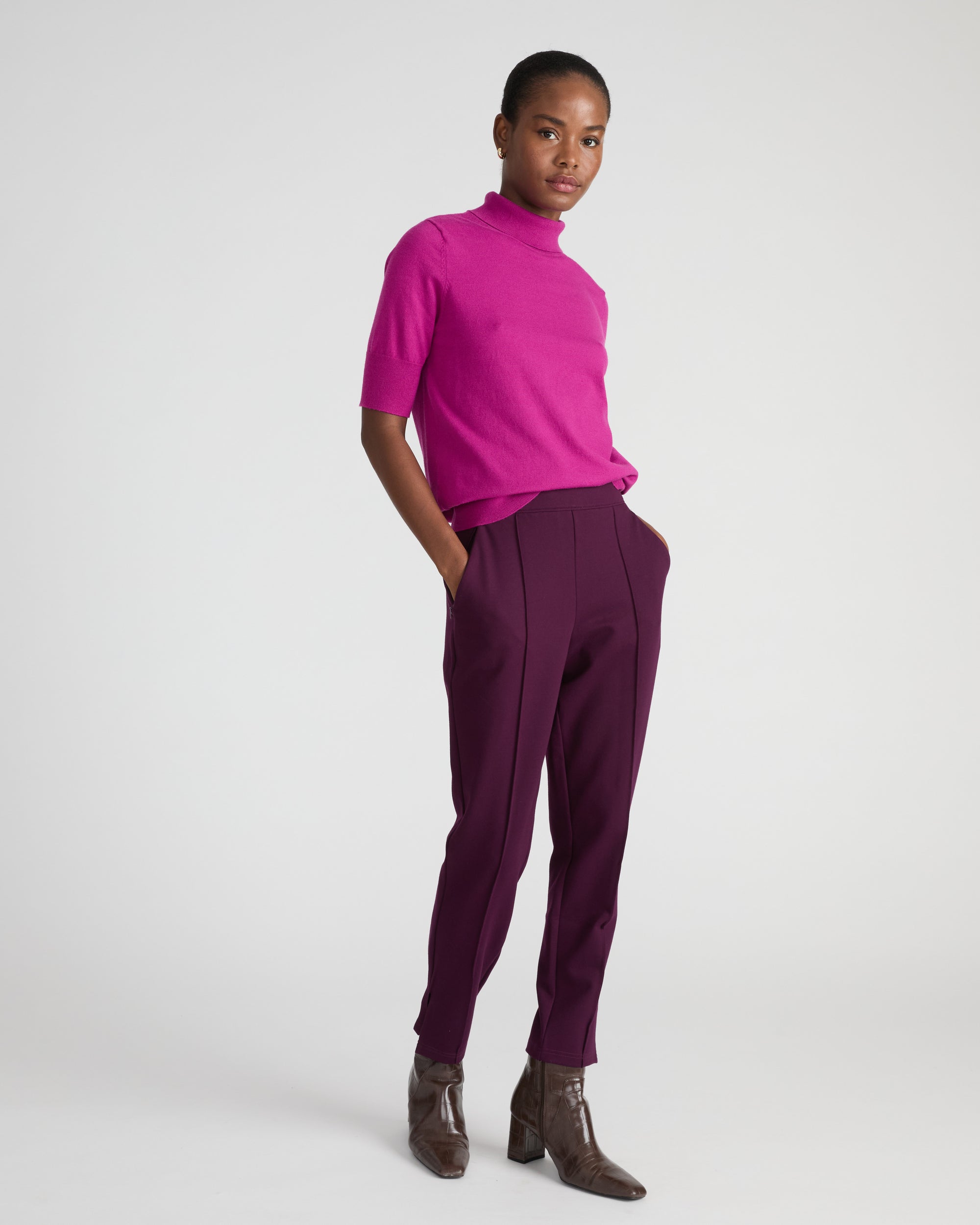 Skinny Pintuck Ponte Pants 28 Inch - Gamay | Plus Size & Straight Size Women's Fashion | Universal Standard