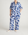 Iris Linen Blend Easy Pull-On Pants - Blue Pressed Flower Print | Plus Size & Straight Size Women's Fashion | Universal Standard