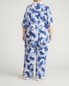 Iris Linen Blend Easy Pull-On Pants - Blue Pressed Flower Print | Plus Size & Straight Size Women's Fashion | Universal Standard
