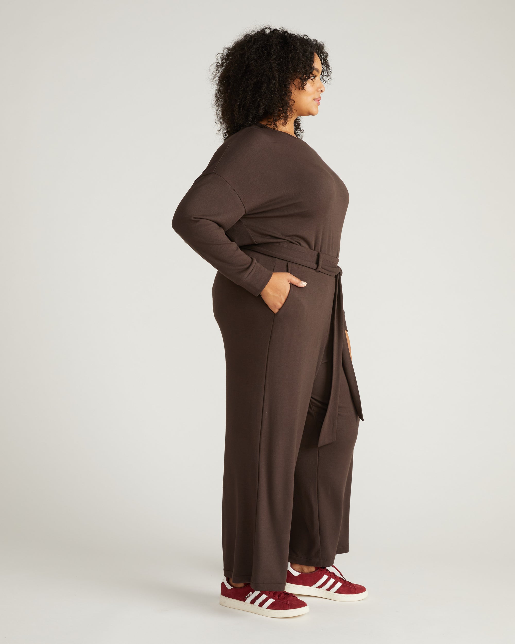 Plus Size - TravelKnit Wide Leg Pants - / Espresso- Size2XS