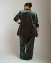 Luxe Belted Velvet Pant - Forest Green