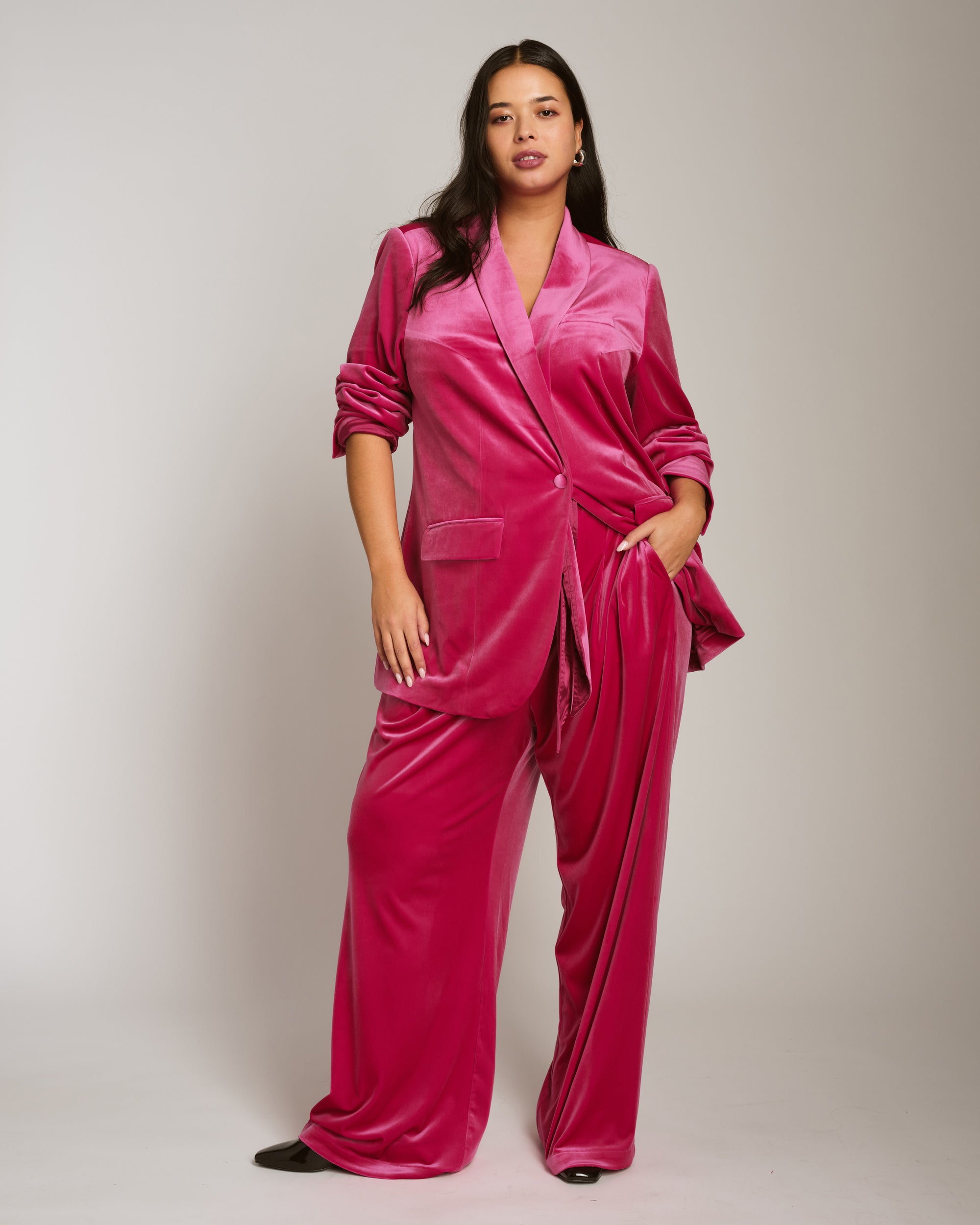 Luxe Belted Velvet Pant - Cerise | Plus Size & Straight Size Women's Fashion | Universal Standard