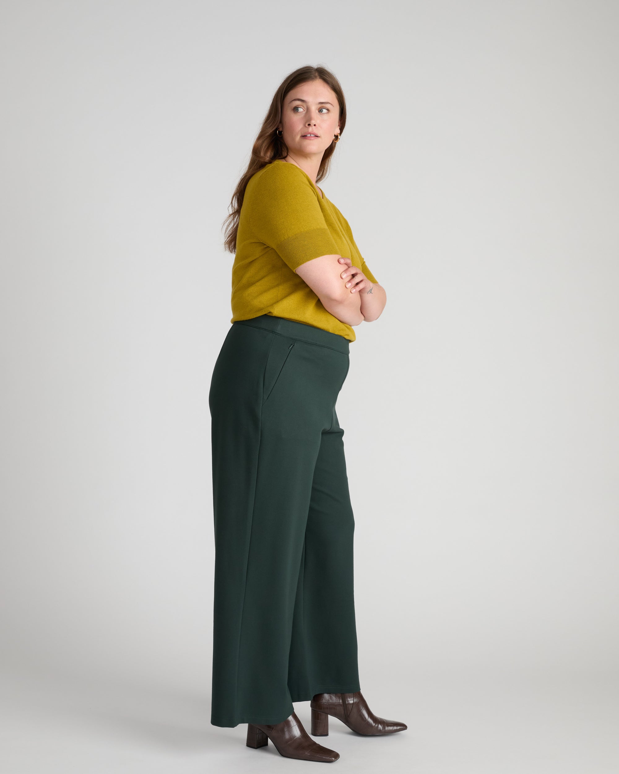 Stephanie Wide Leg Ponte Pants - Green Gemstone | Plus Size & Straight Size Women's Fashion | Universal Standard