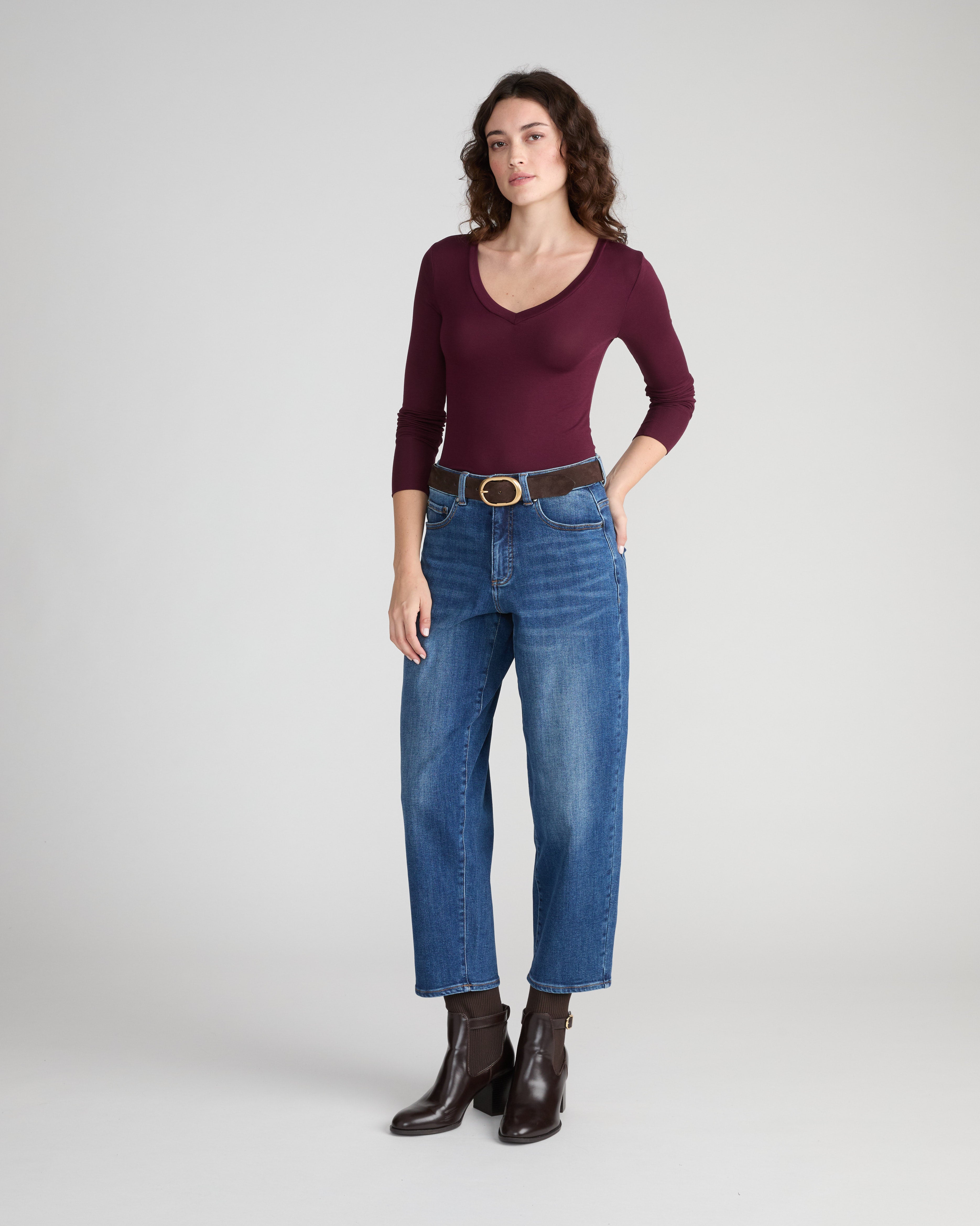 The Refined Lou High Rise Barrel Leg Jeans - Anzio Blue