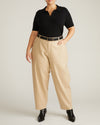 Woman wearing Lou Barrel Leg Linen Pants - Danish Coffee from Universal Standard