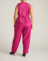 Woman wearing Lou Barrel Leg Linen Pants - Hyper Pink from Universal Standard