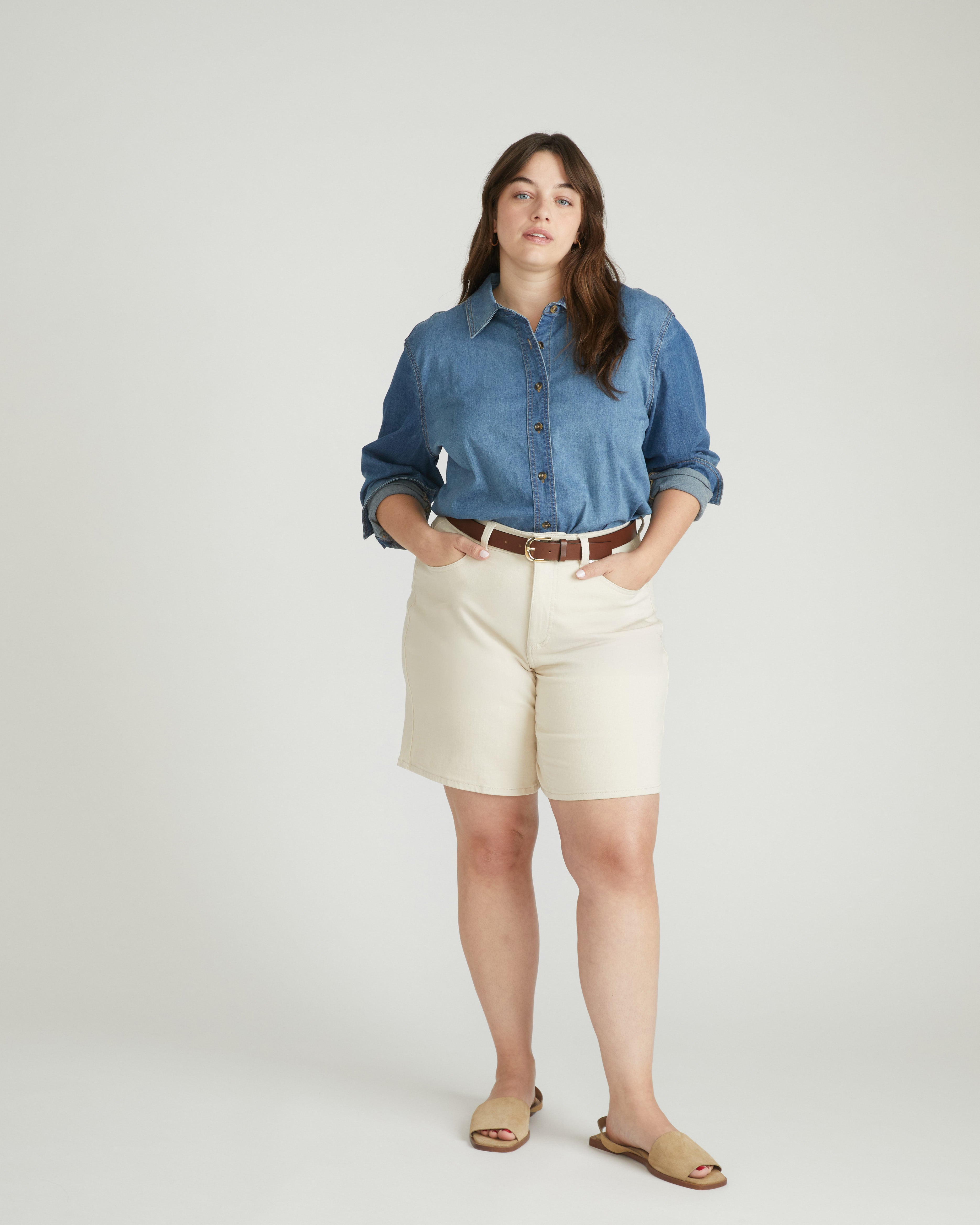 Lou Loose Fit Denim Shorts - Ecru