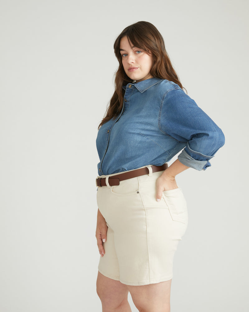 Lou Loose Fit Denim Shorts - Ecru
