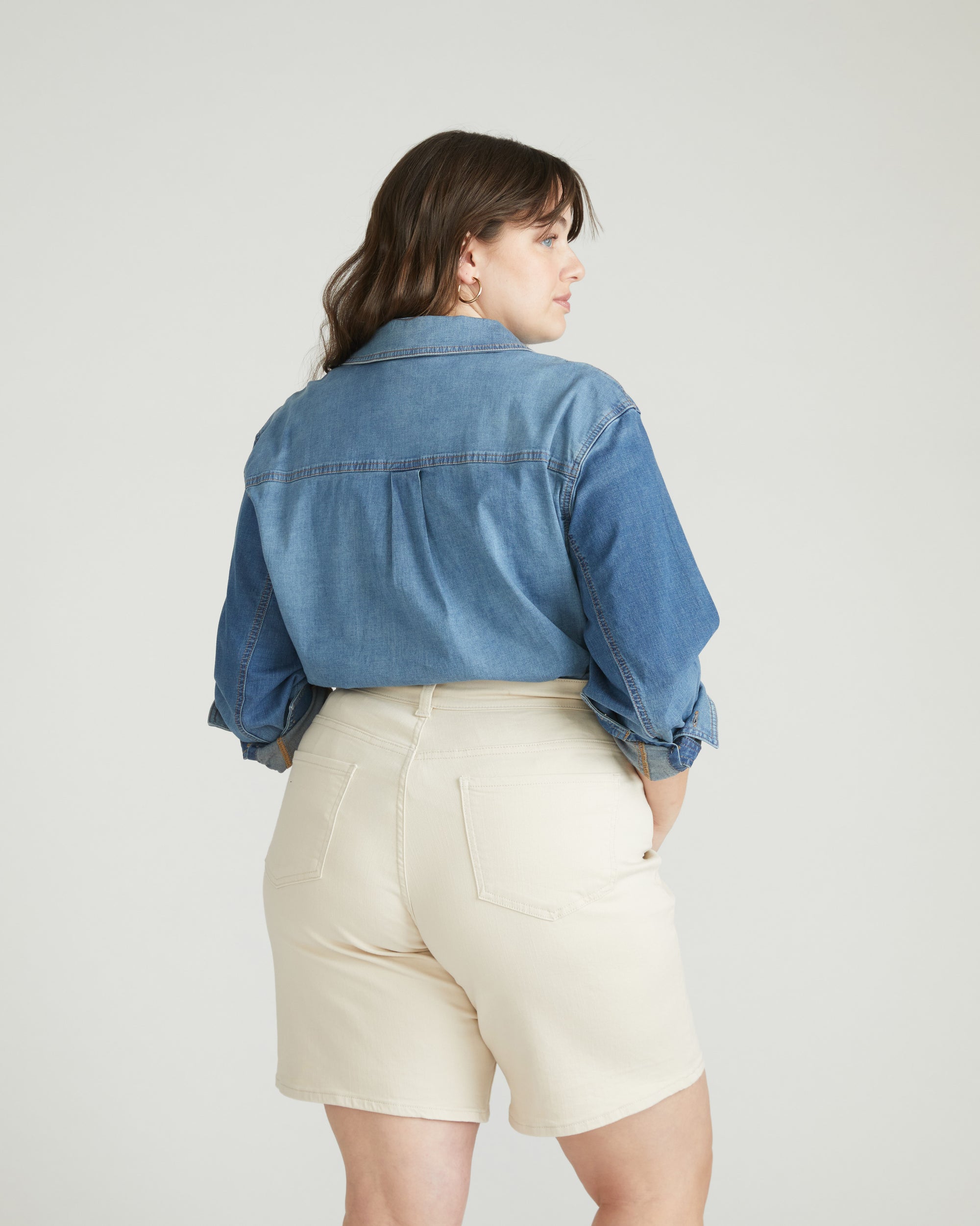 Lou Loose Fit Denim Shorts - Ecru