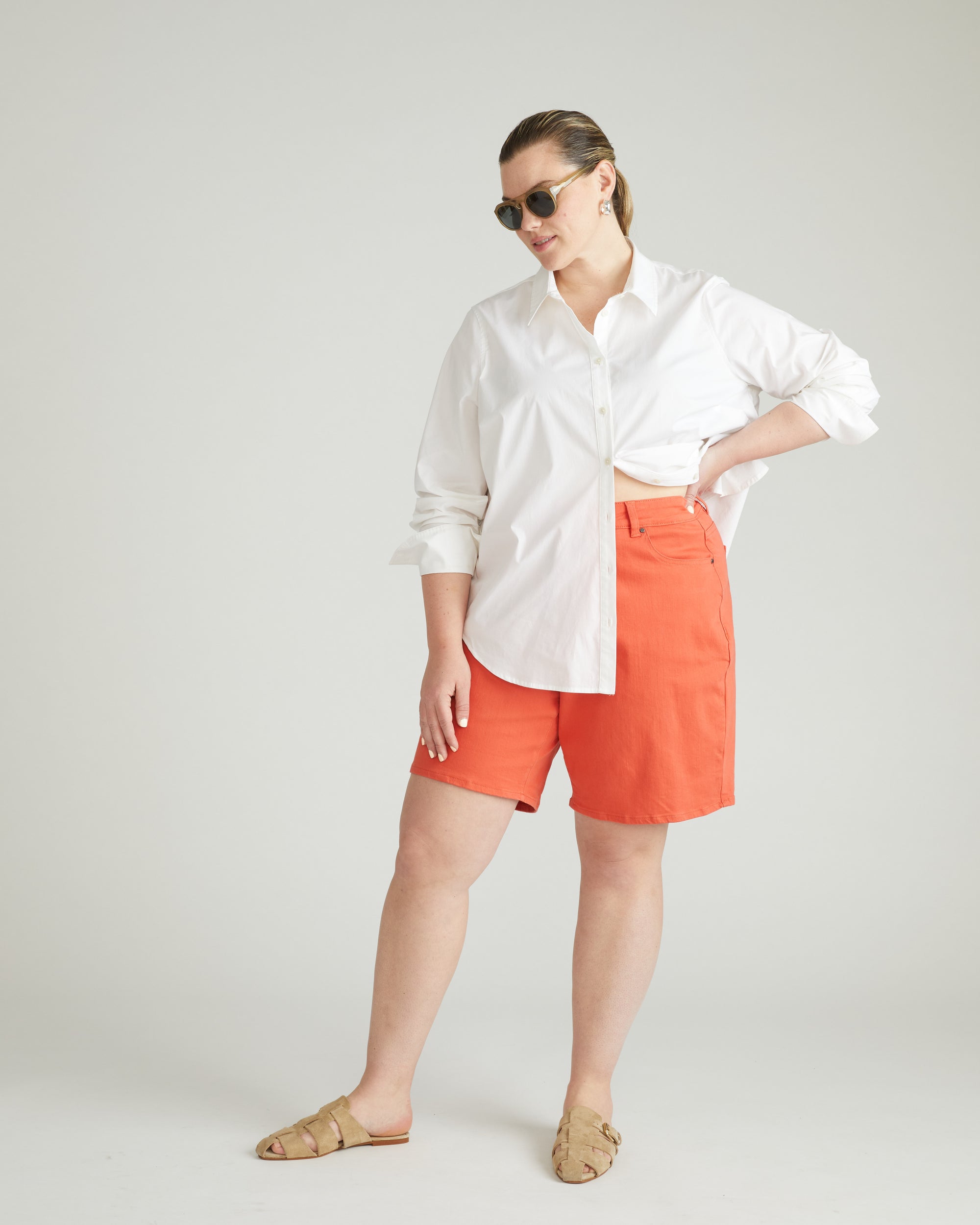 Lou Loose Fit Denim Shorts - Coral Reef