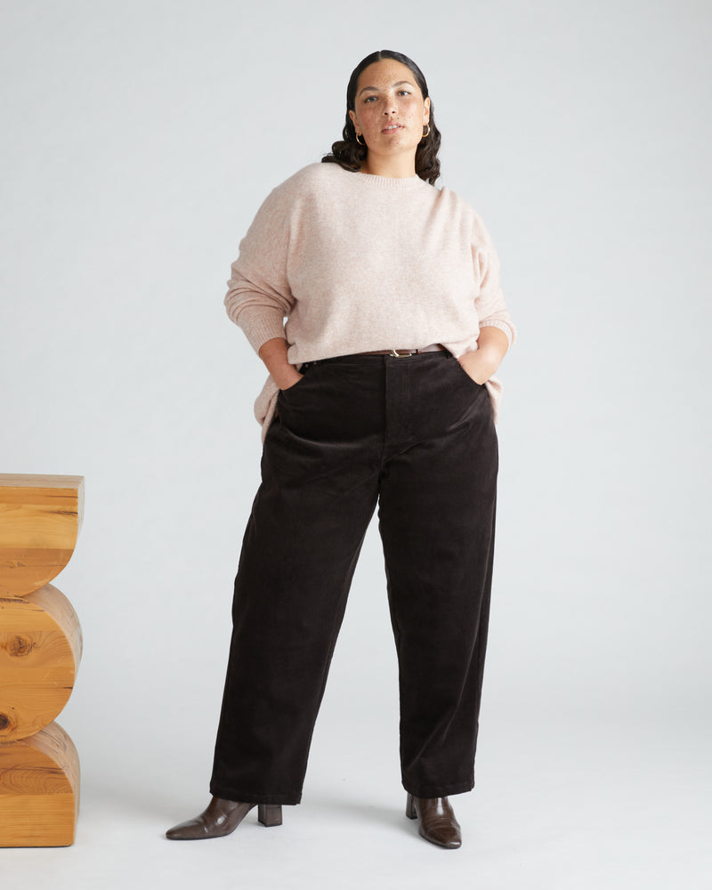 Cassidy High Rise Straight Corduroy Pants - Espresso