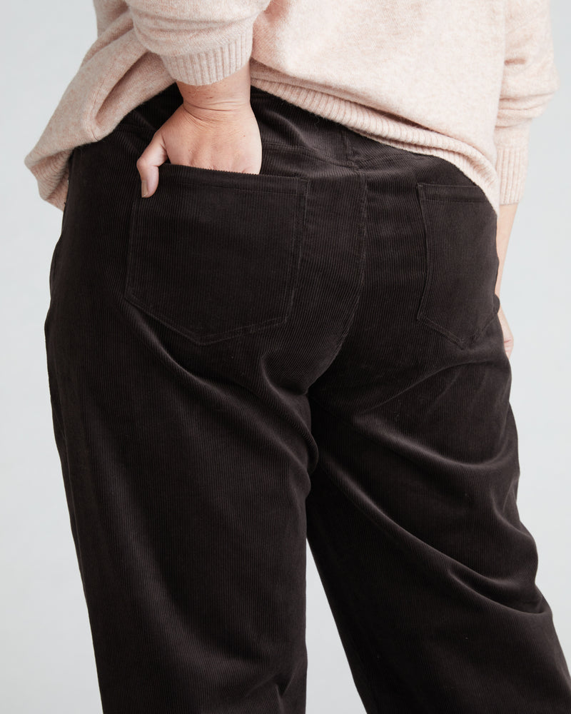 Cassidy High Rise Straight Corduroy Pants - Espresso