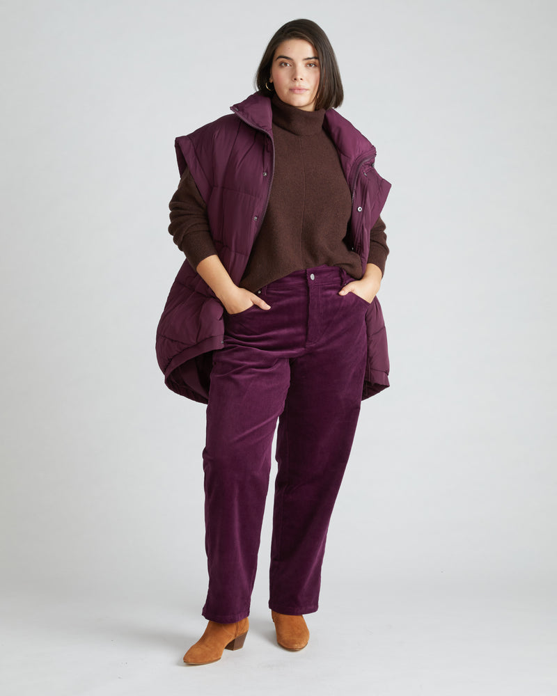 Cassidy High Rise Straight Corduroy Pants - Gamay