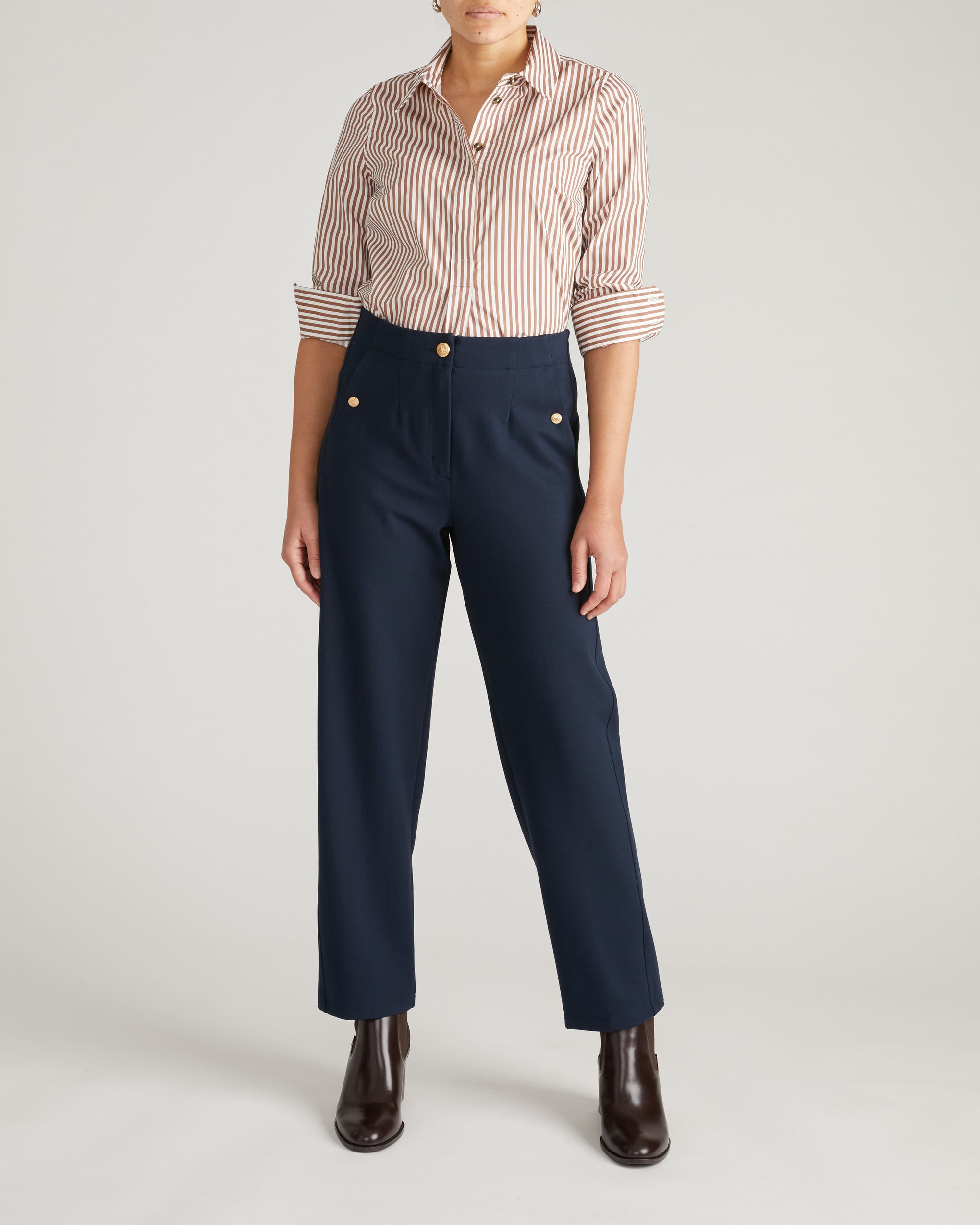 Audrey Tailored Ponte Pants - / Navy with Gold Buttons- Size4XL - by Universal Standard Audrey Tailored Ponte Pants - / Navy with Gold Buttons- Size4XL - by Universal Standard