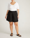 Harbor Stretch Linen Blend Paperbag Shorts - Black | Plus Size & Straight Size Women's Fashion | Universal Standard