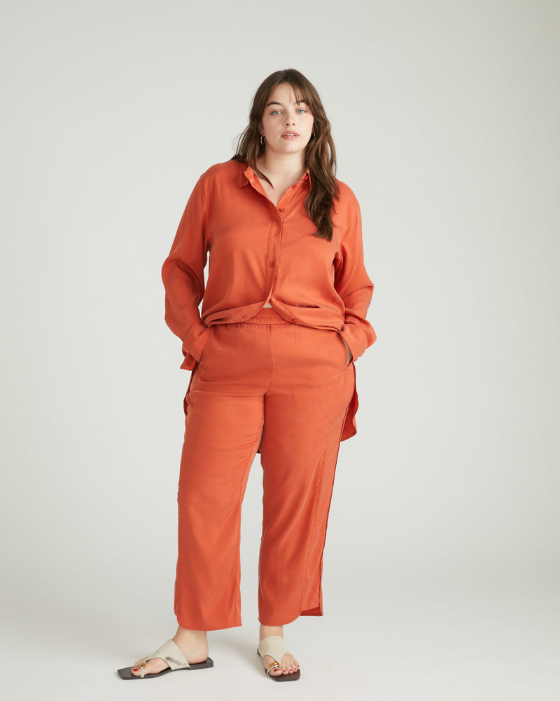 Cooling Stretch Cupro Pants - Warm Russet