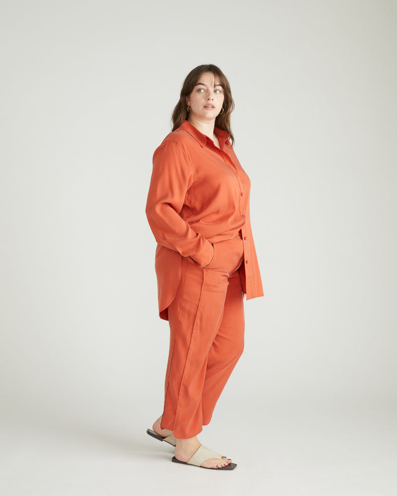 Cooling Stretch Cupro Pants - Warm Russet