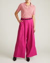 Woman wearing Palais Stretch Linen Wide Leg Pant - Hyper Pink from Universal Standard