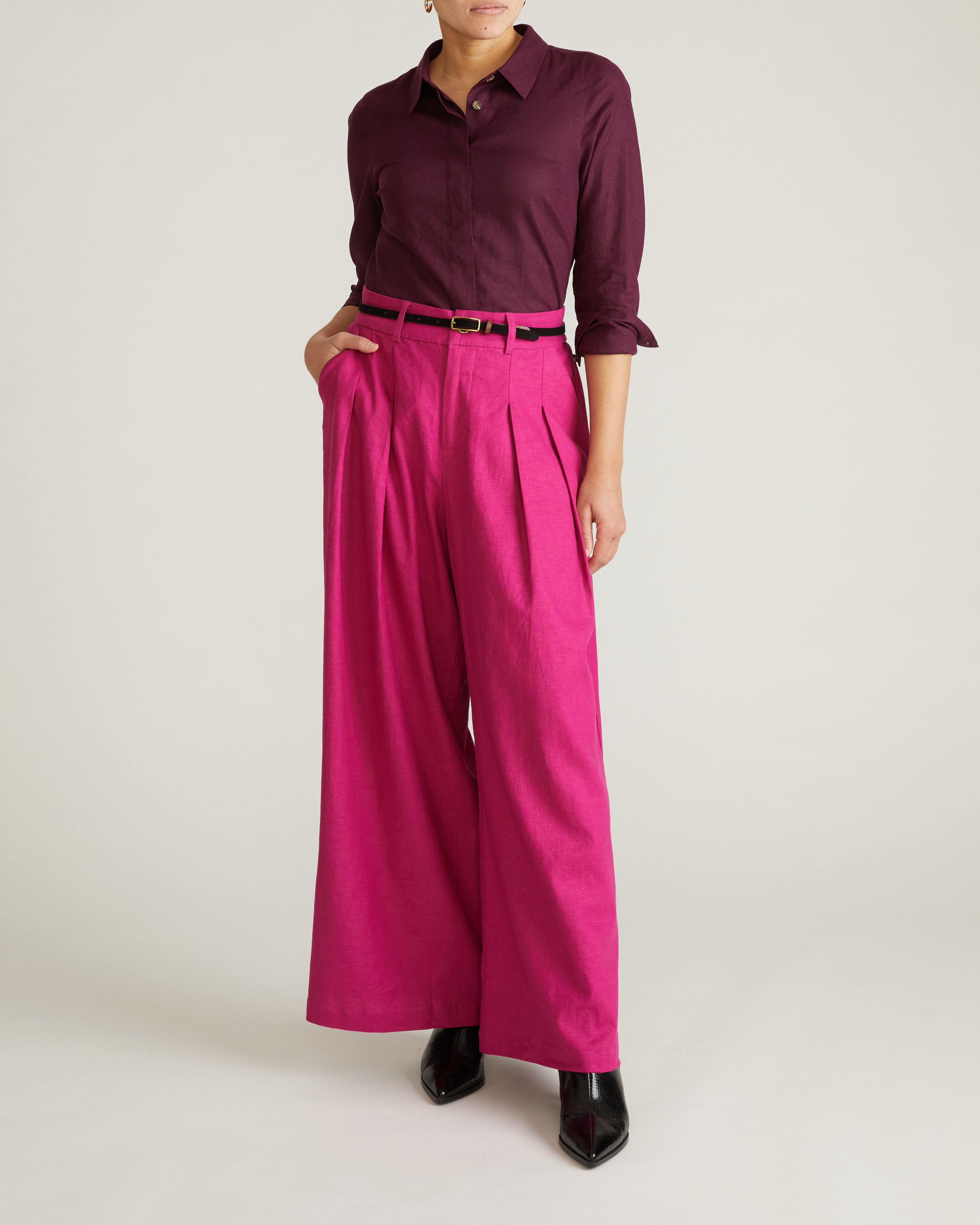 Palais Stretch Linen Blend Wide Leg Pant - Hyper Pink – Universal