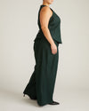Woman wearing Palais Stretch Linen Wide Leg Pant - Forest Green from Universal Standard