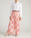 Palais Cooling Cupro Wide Leg Pant - Red Plaid Print