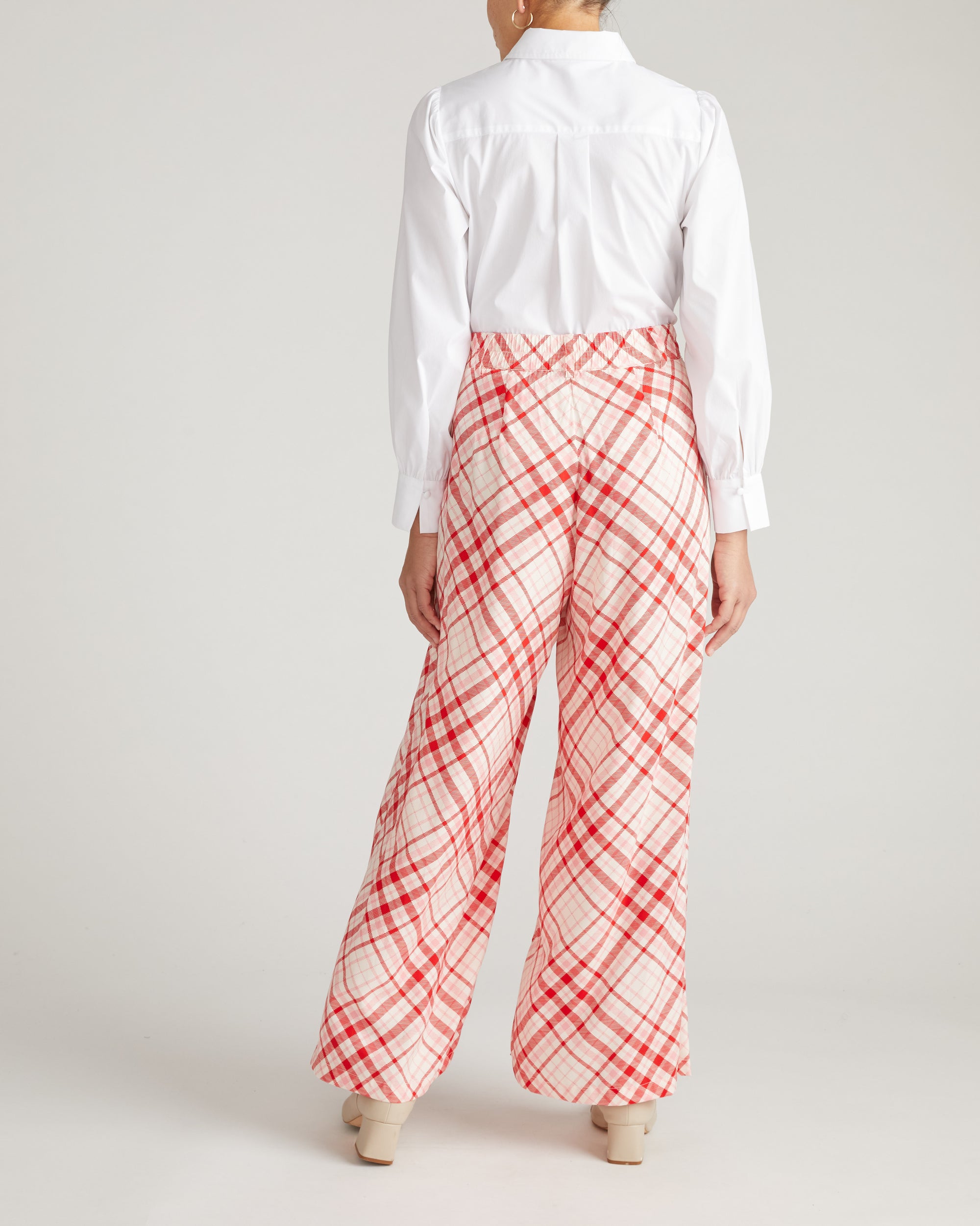 Palais Cooling Cupro Wide Leg Pant - Red Plaid Print
