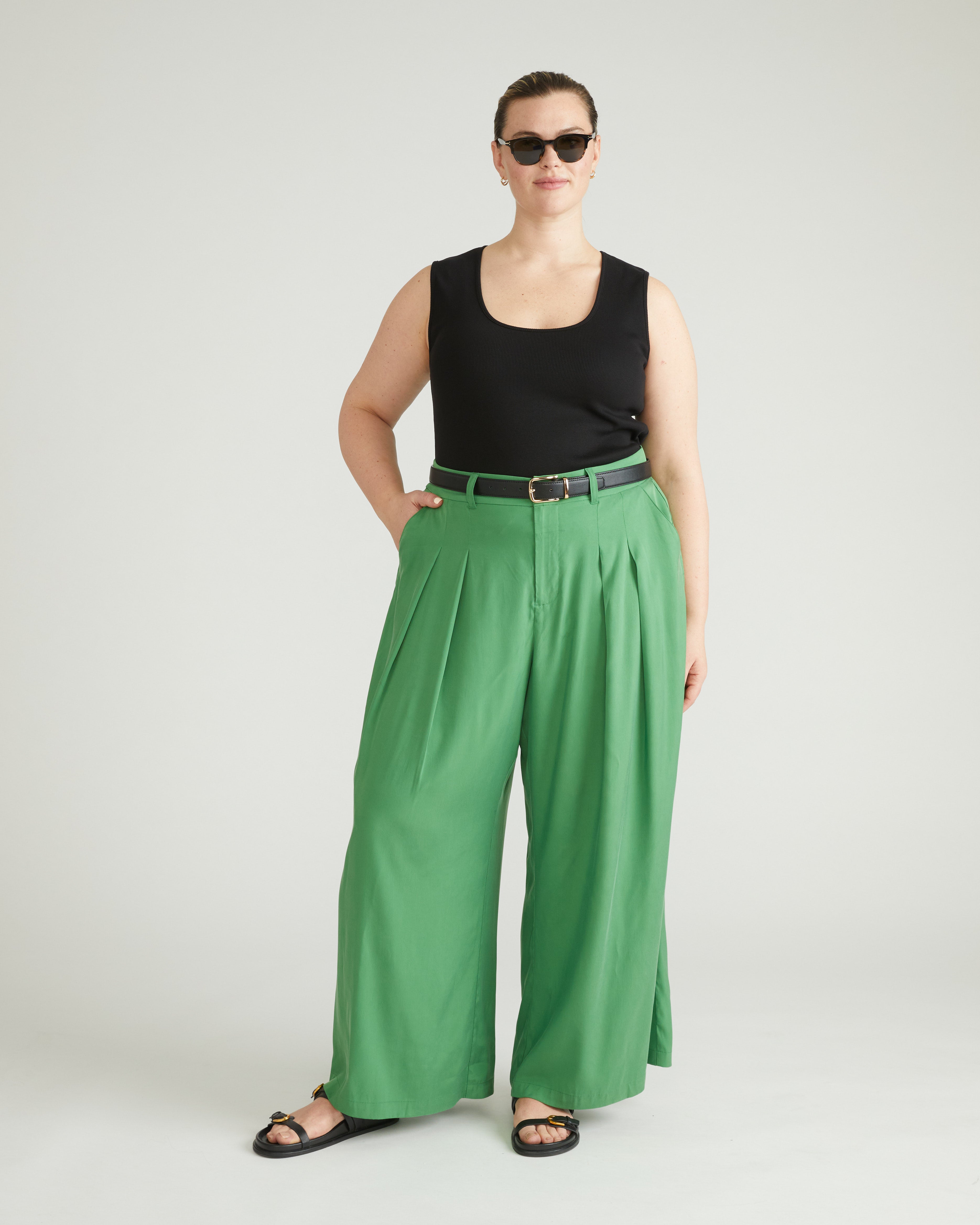 Cooling Cupro Wide Leg Pant - Clover