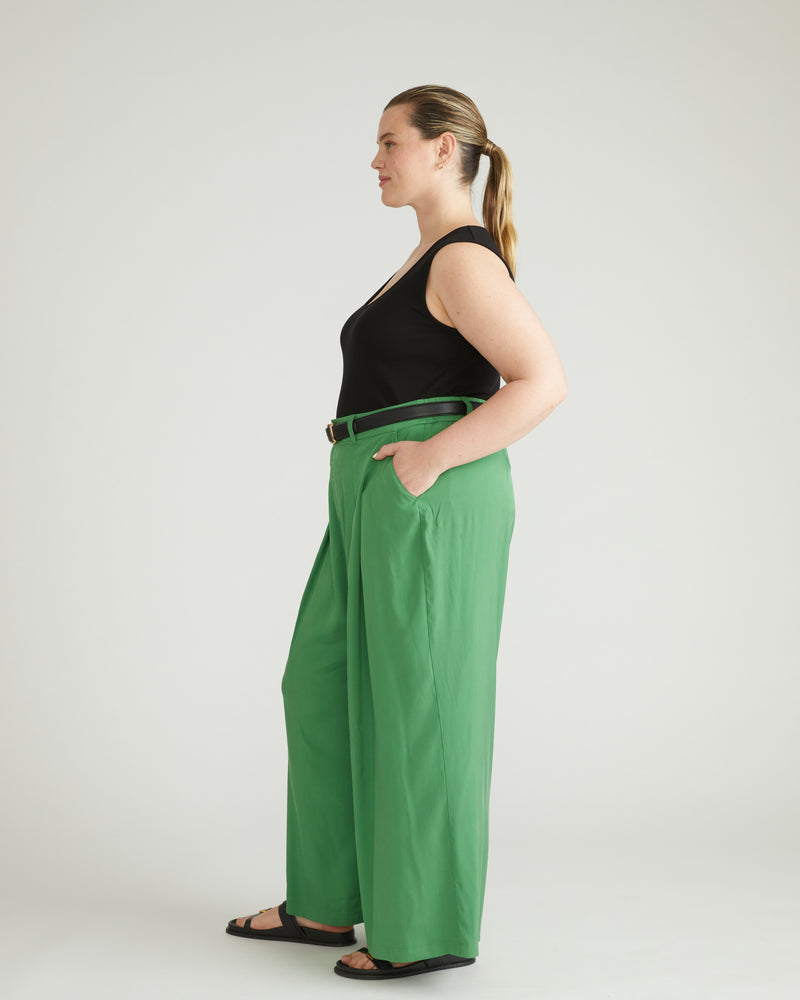 Cooling Cupro Wide Leg Pant - Clover