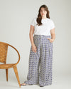 Cooling Cupro Wide Leg Pant - Navy Hacienda Print