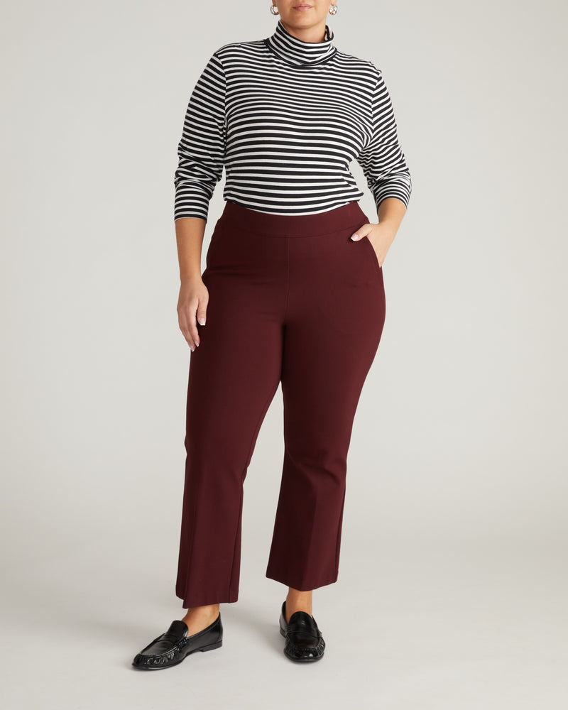 Amaya Ponte Kick Flare Pants - Black Cherry
