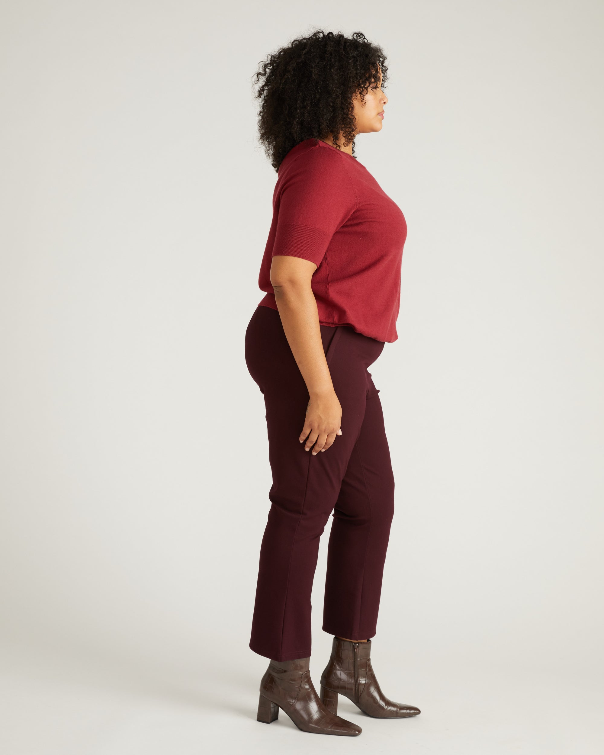 Amaya Ponte Kick Flare Pants - Black Cherry