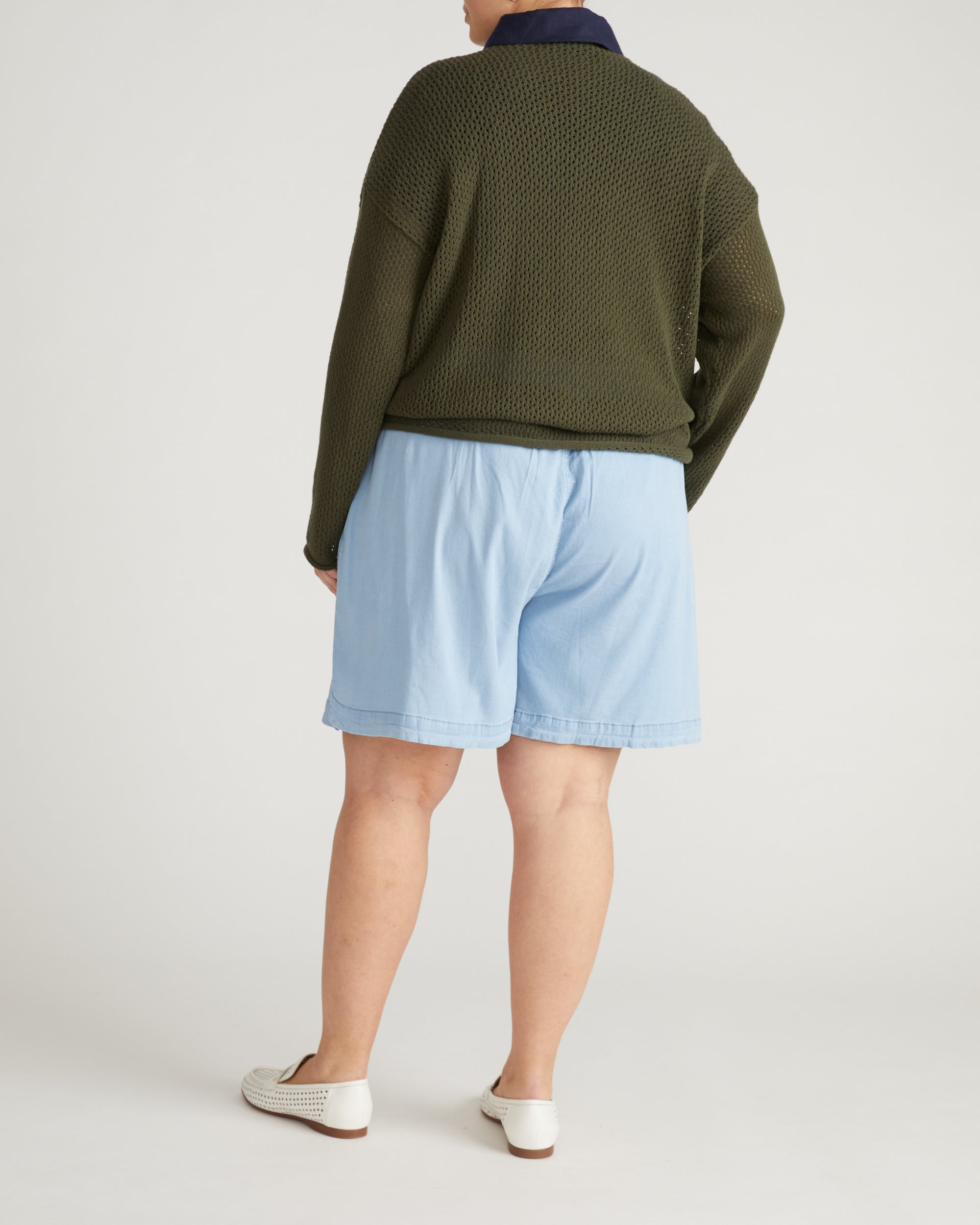 Perfect Tencel Chambray Shorts - Morning Blue | Plus Size & Straight Size Women's Fashion | Universal Standard