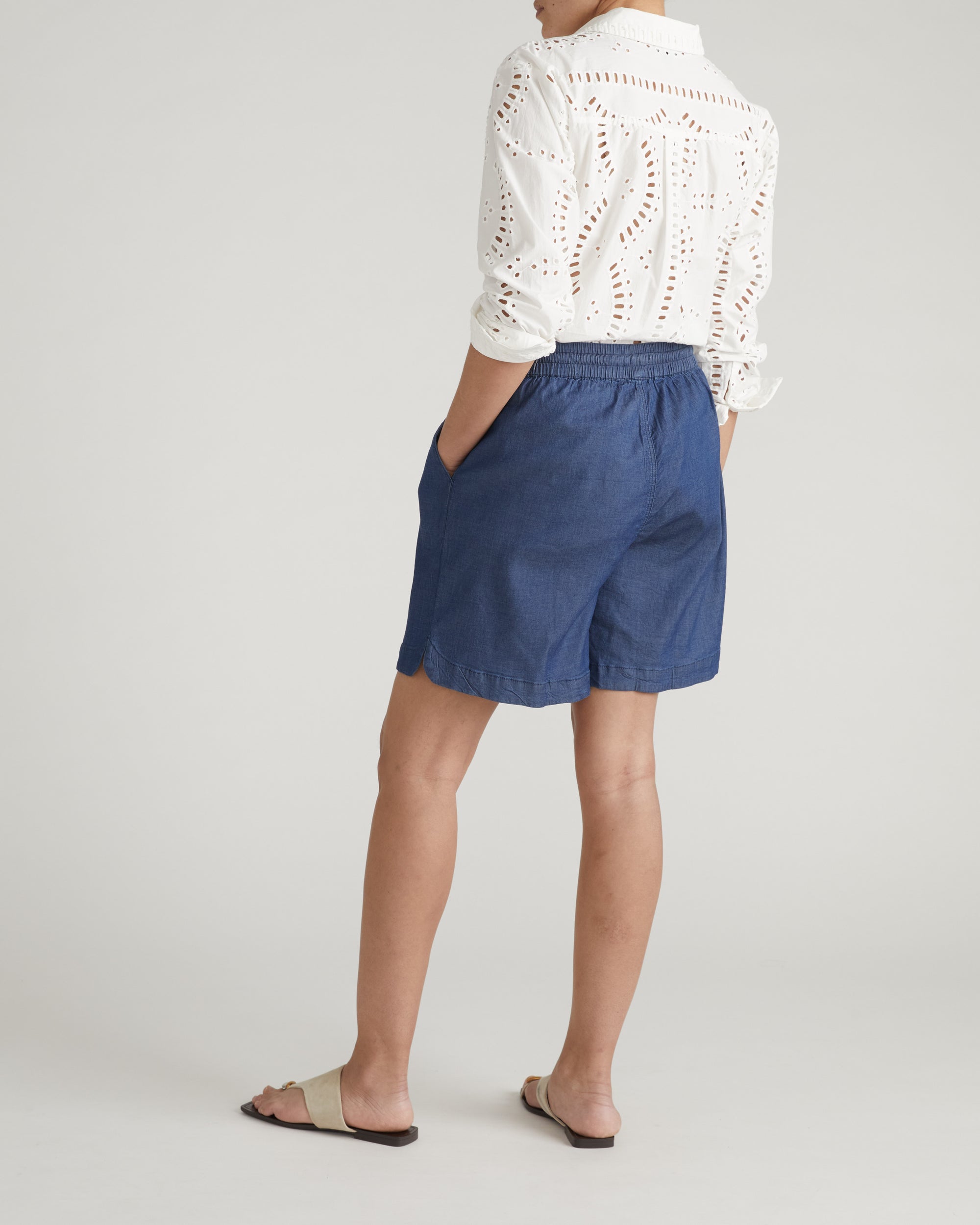 Perfect Tencel Chambray Shorts - Midnight Blue | Plus Size & Straight Size Women's Fashion | Universal Standard